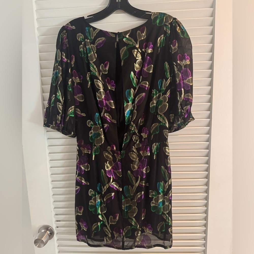 ba&sh Black Dress with Purple and Green Floral Pattern - Picture 2 of 9